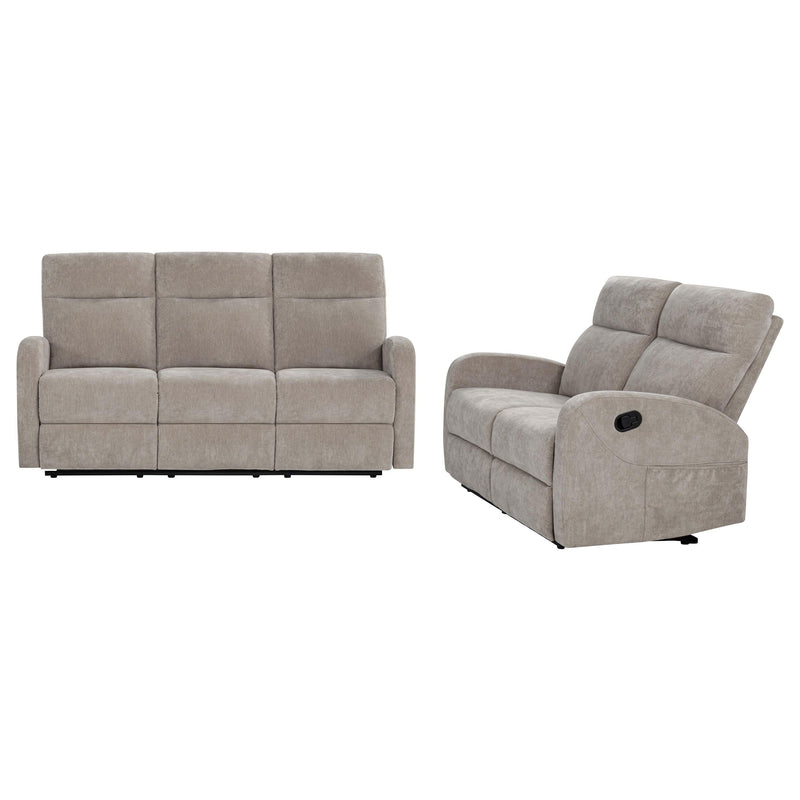 Hamilton 2-piece Chenille Manual Reclining Sofa Set Sand - 603371-S2