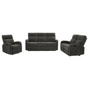 Hamilton 3-piece Chenille Manual Reclining Sofa Set Charcoal Grey - 603374-S3