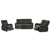 Hamilton 3-piece Chenille Manual Reclining Sofa Set Charcoal Grey - 603374-S3