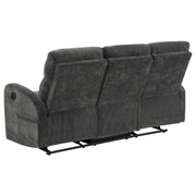 Hamilton 3-piece Chenille Manual Reclining Sofa Set Charcoal Grey - 603374-S3