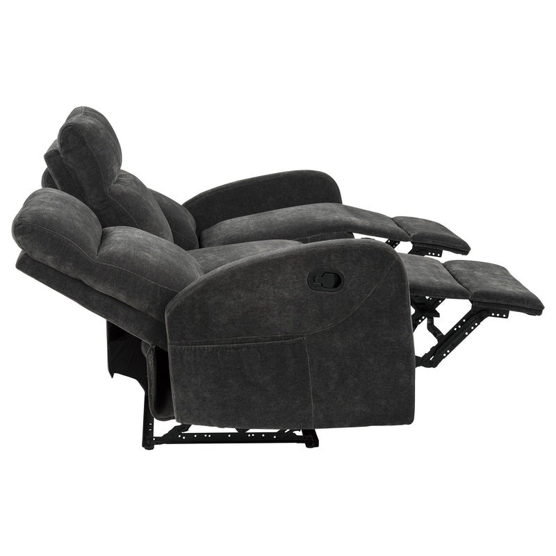 Hamilton 3-piece Chenille Manual Reclining Sofa Set Charcoal Grey - 603374-S3