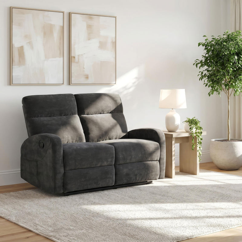 Hamilton Chenille Manual Reclining Loveseat Charcoal Grey - 603375