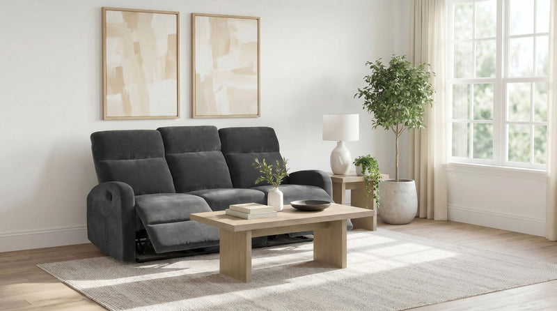 Hamilton Chenille Manual Reclining Sofa Charcoal Grey - 603374