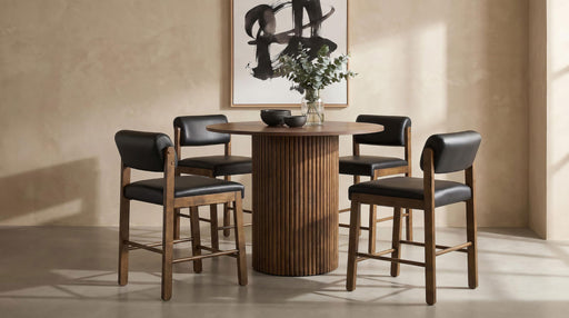 Hamlyn 5-piece Round Wood Counter Height Dining Set Black and Walnut - 193938WAL-S5C