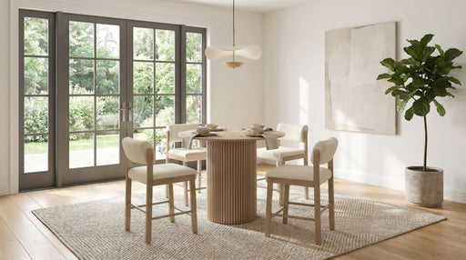 Hamlyn 5-piece Round Wood Counter Height Dining Set Cream and Natural Oak - 193938NAT-S5B