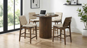 Hamlyn 5-piece Round Wood Counter Height Dining Set Cream and Walnut - 193938WAL-S5D