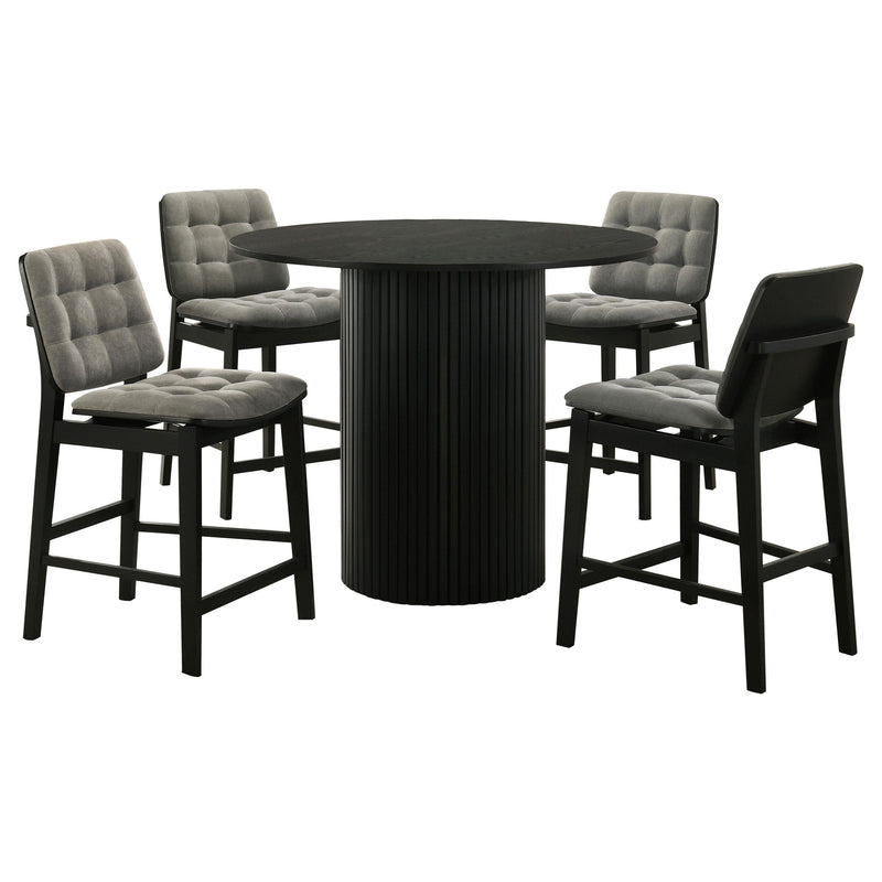 Hamlyn 5-piece Round Wood Counter Height Dining Set Grey and Black - 193938BLK-S5E