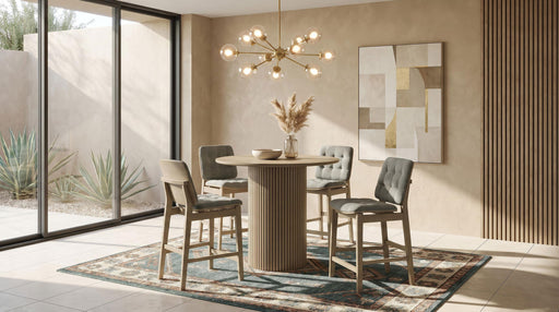 Hamlyn 5-piece Round Wood Counter Height Dining Set Grey and Natural Oak - 193938NAT-S5E