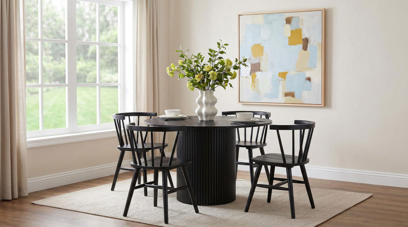 Hamlyn 5-piece Round Wood Dining Set Black - 193930BLK-S5F