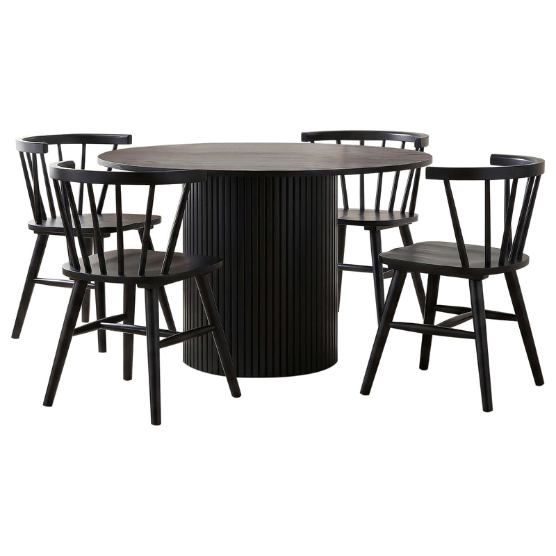 Hamlyn 5-piece Round Wood Dining Set Black - 193930BLK-S5F