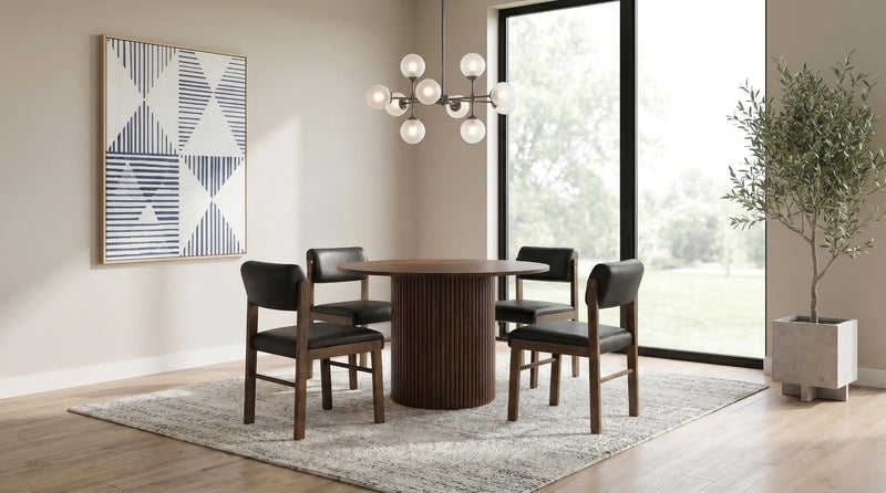 Hamlyn 5-piece Round Wood Dining Set Black and Walnut - 193930WAL-S5C