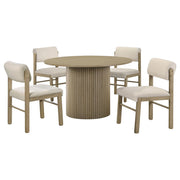 Hamlyn 5-piece Round Wood Dining Set Cream and Natural Oak - 193930NAT-S5B