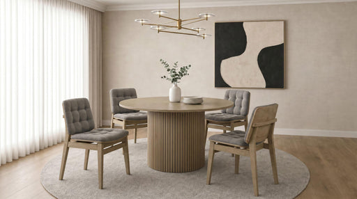 Hamlyn 5-piece Round Wood Dining Set Grey and Natural Oak - 193930NAT-S5E