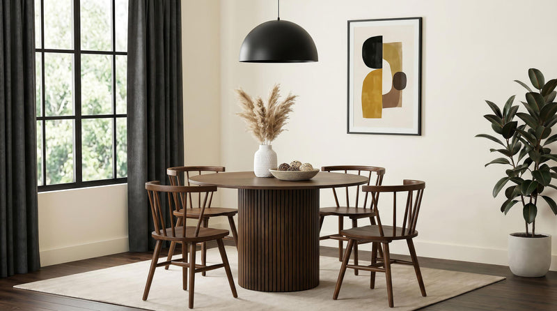 Hamlyn 5-piece Round Wood Dining Set Walnut - 193930WAL-S5F