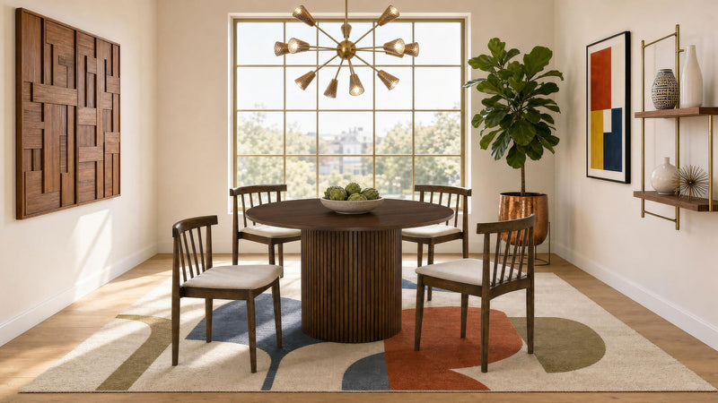 Hamlyn 5-piece Round Wood Dining Set Wheat and Walnut - 193930WAL-S5A