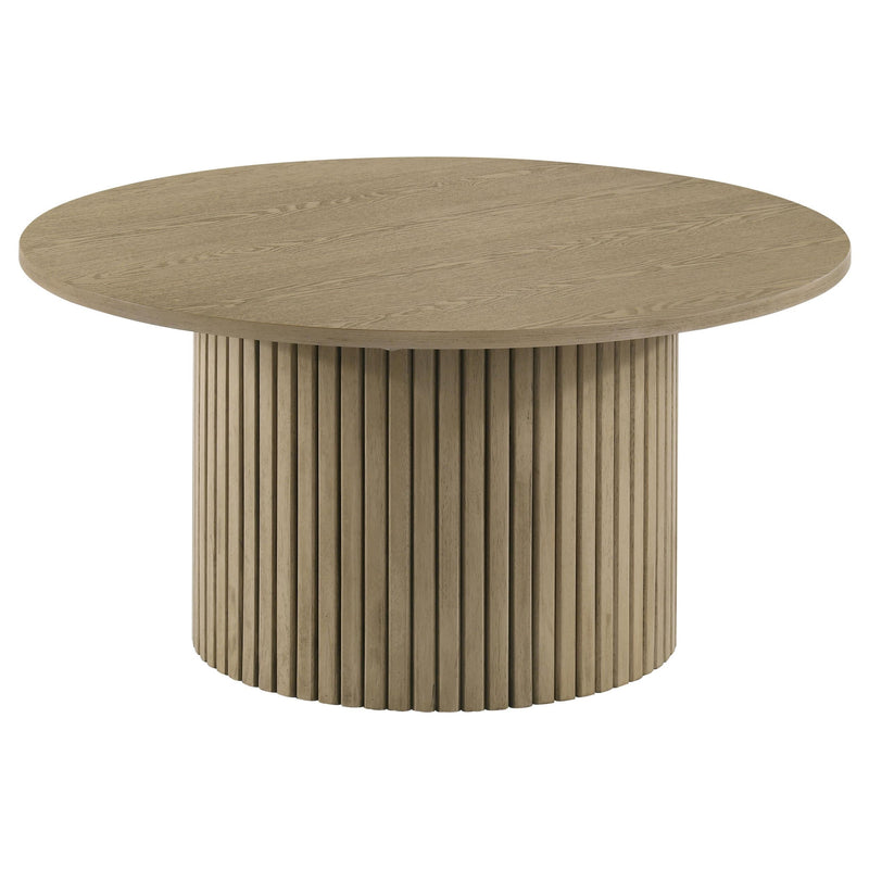 Hamlyn Round Fluted Occasional Cocktail Coffee Table Natural Oak - 706498