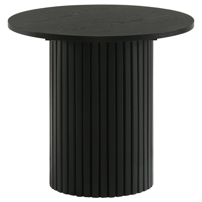 Hamlyn Round Fluted Occasional Side End Table Black - 706507