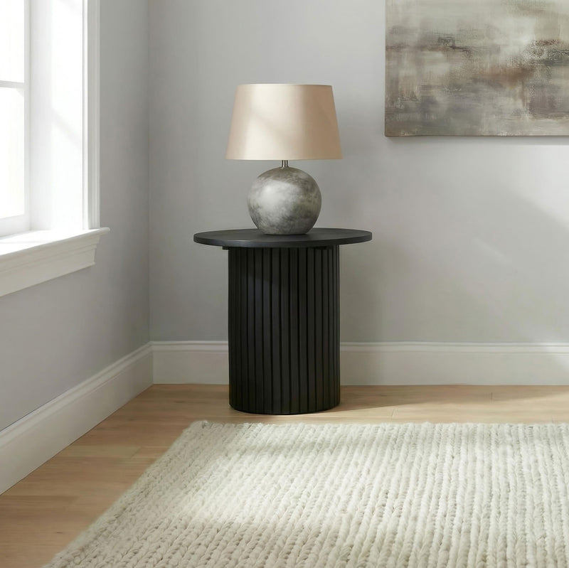 Hamlyn Round Fluted Occasional Side End Table Black - 706507