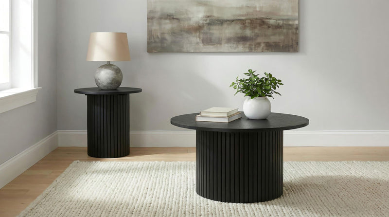 Hamlyn Round Fluted Occasional Side End Table Black - 706507