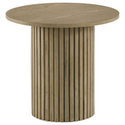 Hamlyn Round Fluted Occasional Side End Table Natural Oak - 706497