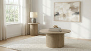 Hamlyn Round Fluted Occasional Side End Table Natural Oak - 706497