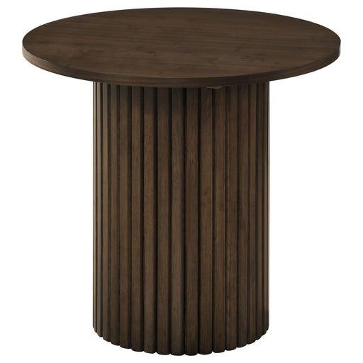 Hamlyn Round Fluted Occasional Side End Table Walnut - 706517