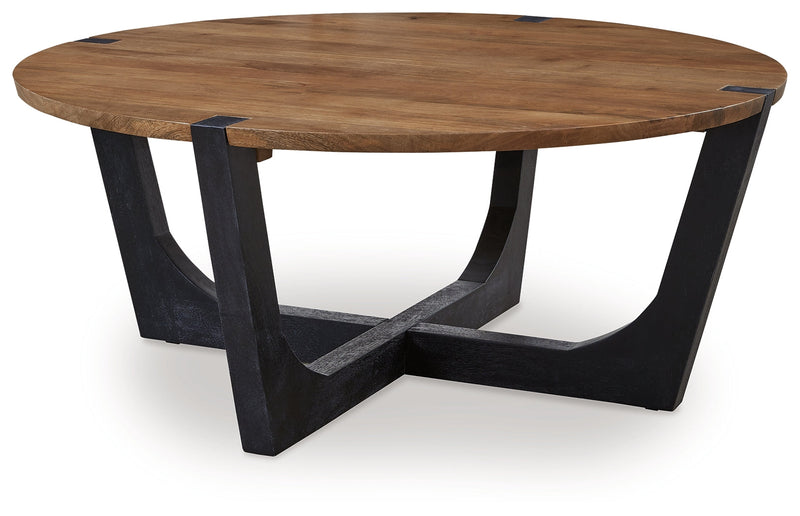Hanneforth Brown/Black Coffee Table - T726-8