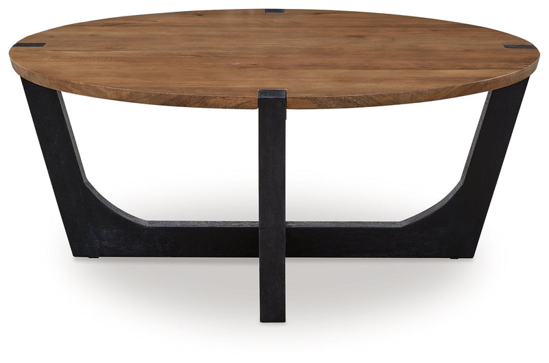 Hanneforth Brown/Black Coffee Table - T726-8