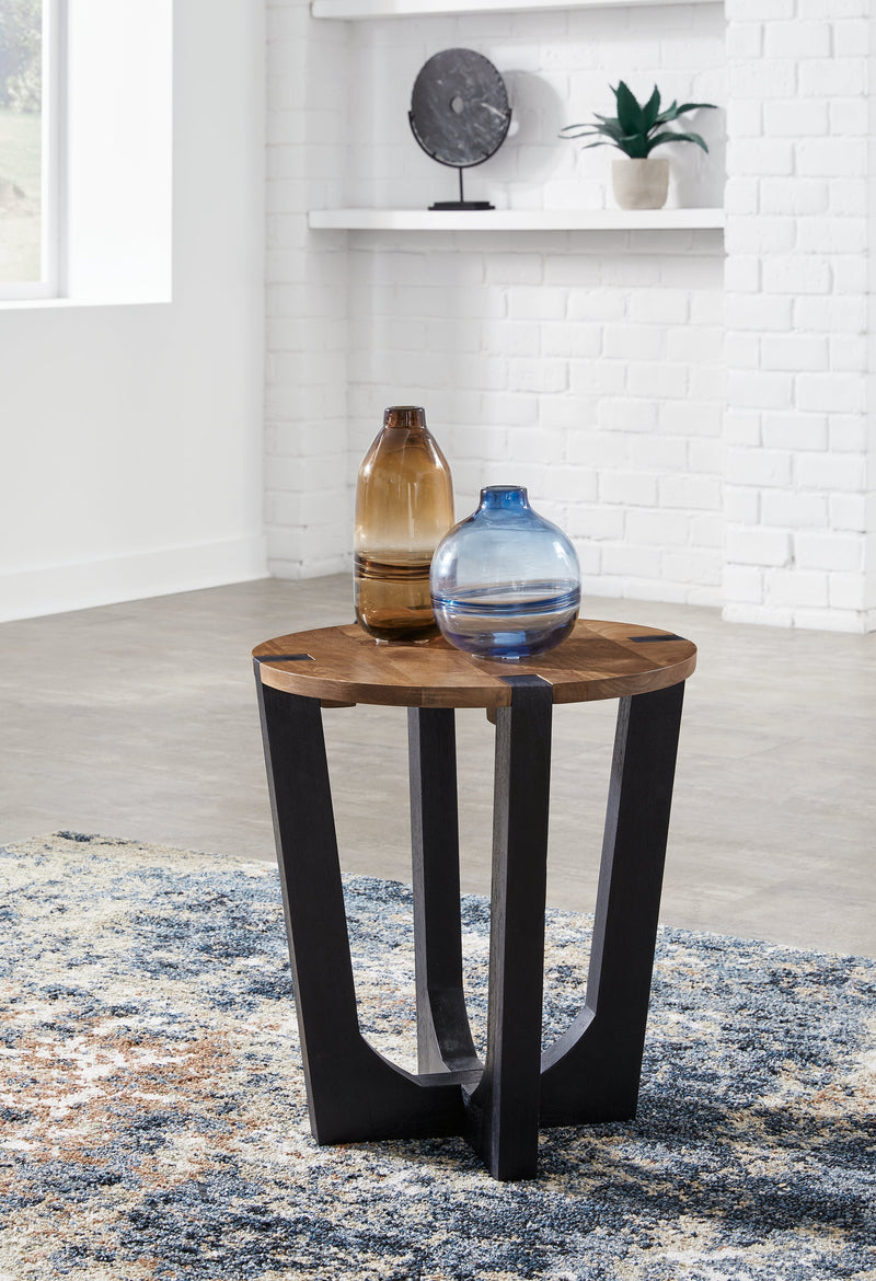 Hanneforth Brown/Black End Table - T726-6