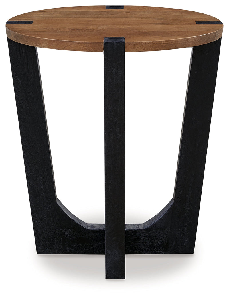Hanneforth Brown/Black End Table - T726-6