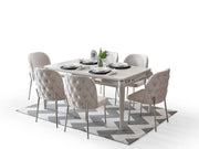 Hare Diningroom (Consol With Mirror & Dining Table & 6 Dining Chair) in Light Grey - 200-ALT-HAR-LGRY-DT-6-SET