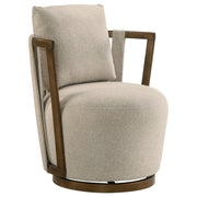 Harlowe Upholstered Swivel Accent Chair with Wood Arms Greige and Brown - 903273