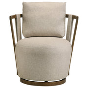 Harlowe Upholstered Swivel Accent Chair with Wood Arms Greige and Brown - 903273