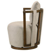 Harlowe Upholstered Swivel Accent Chair with Wood Arms Greige and Brown - 903273