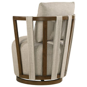 Harlowe Upholstered Swivel Accent Chair with Wood Arms Greige and Brown - 903273