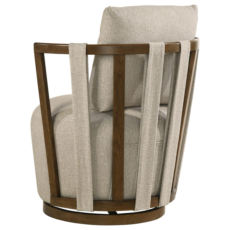 Harlowe Upholstered Swivel Accent Chair with Wood Arms Greige and Brown - 903273