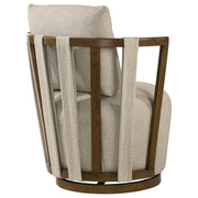 Harlowe Upholstered Swivel Accent Chair with Wood Arms Greige and Brown - 903273