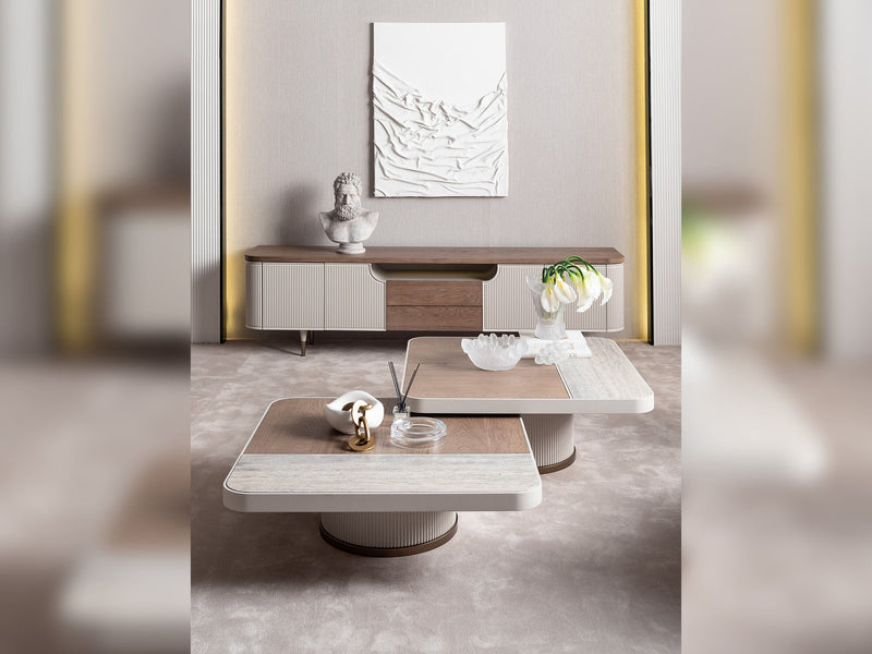 Harmony 4-pieces (1 Four Seater Chester Sofa & 1 Four Seater Sofa & 2 Chair) Livingroom in Cream - 200-GAB-HAR-44C11