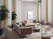Harmony 4-pieces (1 Four Seater Chester Sofa & 1 Four Seater Sofa & 2 Chair) Livingroom in Cream - 200-GAB-HAR-44C11