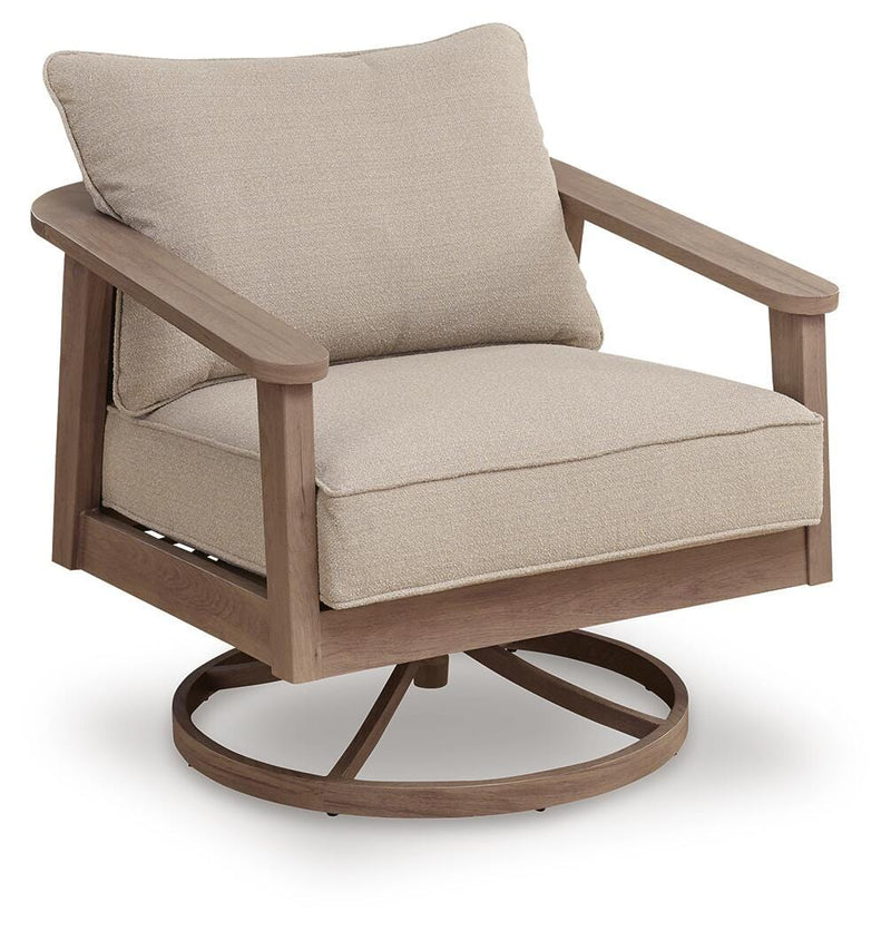 Harmony Headlands Natural/Gray Outdoor Swivel Lounge with Cushion - PCP428-821