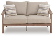 Harmony Headlands Outdoor Sofa and Loveseat with Coffee Table in Natural/Gray - PKG024572