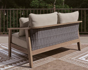 Harmony Headlands Outdoor Sofa and Loveseat with Coffee Table in Natural/Gray - PKG024572