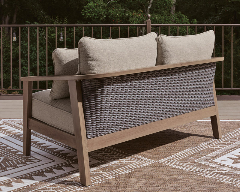 Harmony Headlands Outdoor Sofa and Loveseat with Coffee Table in Natural/Gray - PKG024572