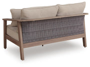 Harmony Headlands Outdoor Sofa and Loveseat with Coffee Table in Natural/Gray - PKG024572
