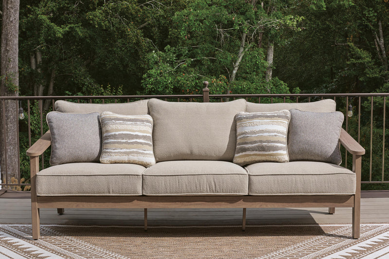 Harmony Headlands Outdoor Sofa with 2 Lounge Chairs in Natural/Gray - PKG024573
