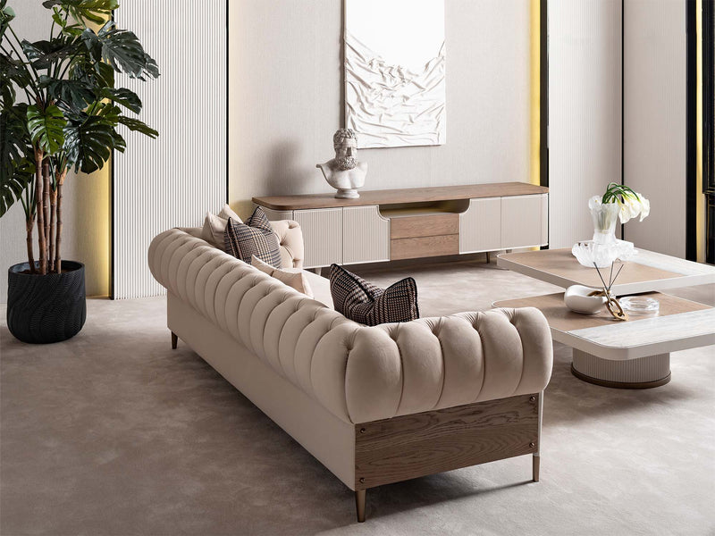 Harmony Stationary Four Seater Chester Sofa in Cream - 200-GAB-HAR-4C