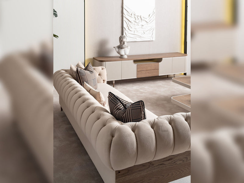 Harmony Stationary Four Seater Chester Sofa in Cream - 200-GAB-HAR-4C