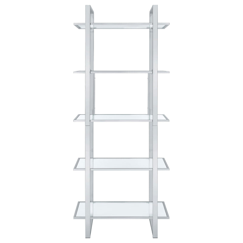 Hartford 79-inch 5-shelf Glass Bookshelf Chrome - 805538