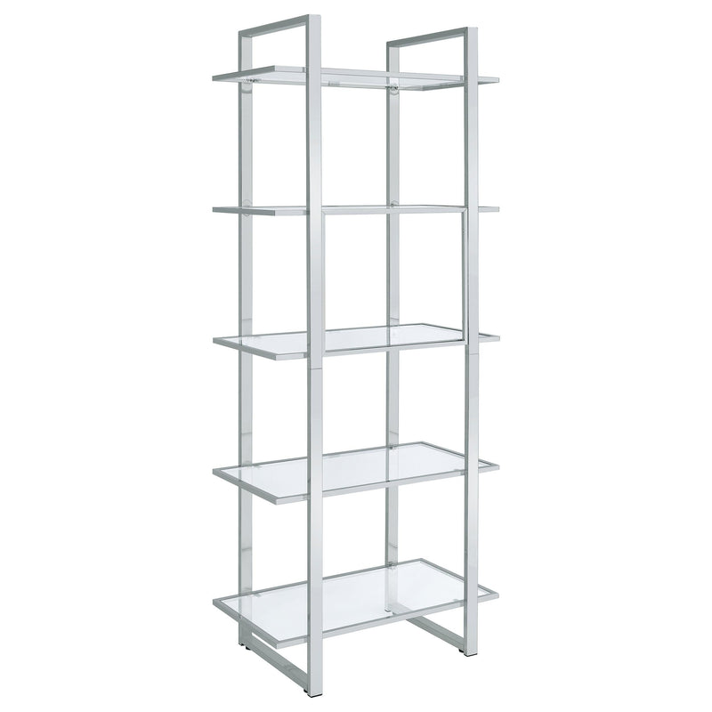 Hartford 79-inch 5-shelf Glass Bookshelf Chrome - 805538