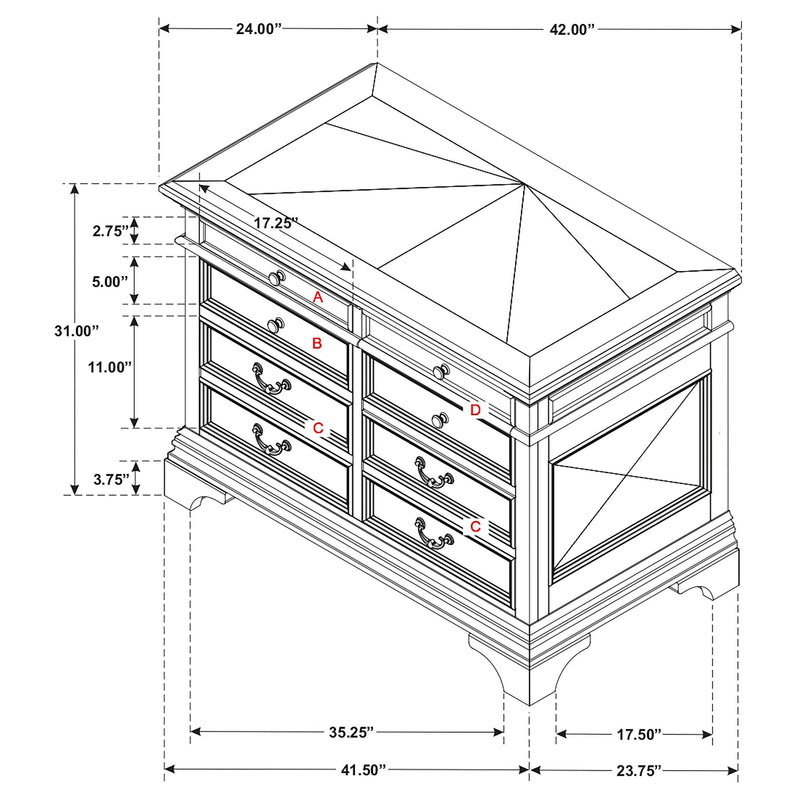 Hartshill 5-drawer Home Office File Cabinet Burnished Oak - 881284